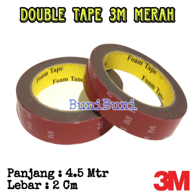 3M DOUBLE TAPE MERAH / Doubletape / Dobeltip 3M VHB MERAH 2CM X 4.5M / Lem Perekat Bolak Balik