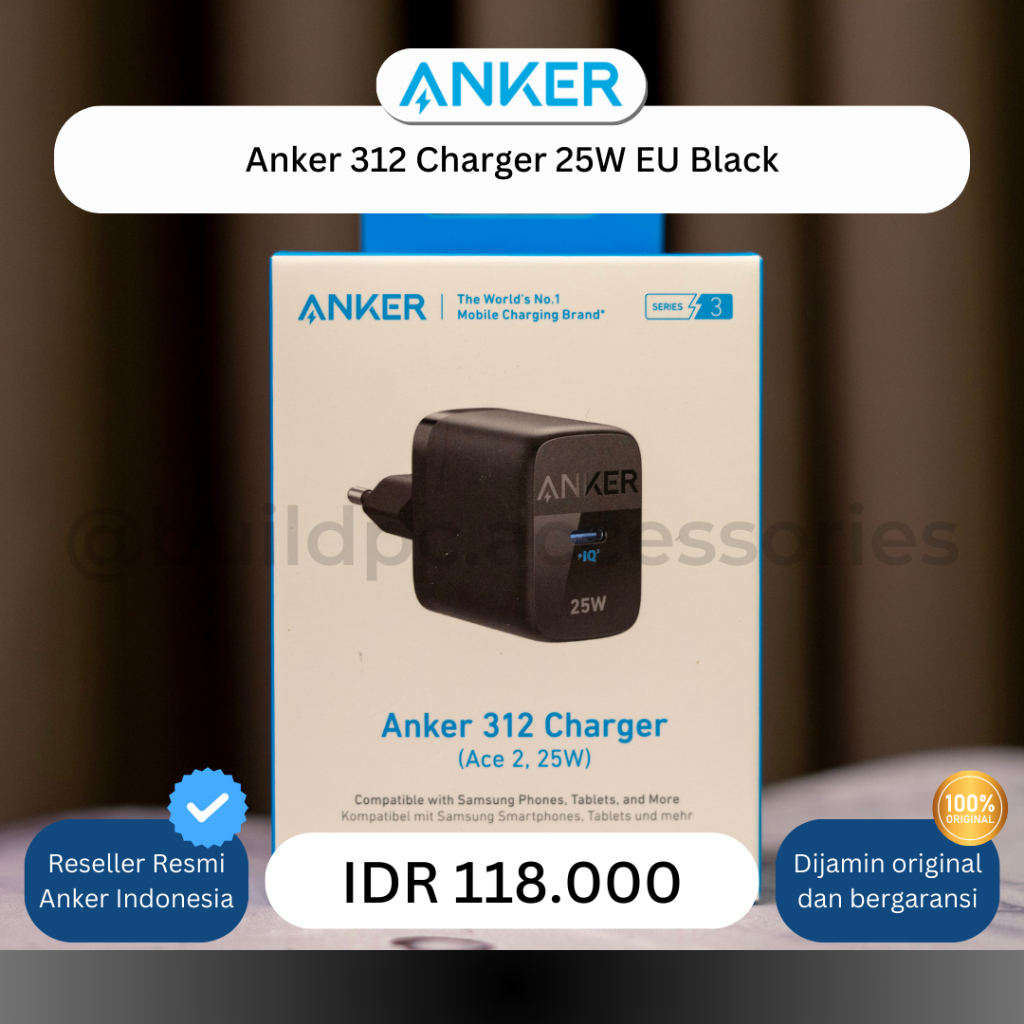 Anker 312 Charger (25W) EU Black 25 watt w USB C