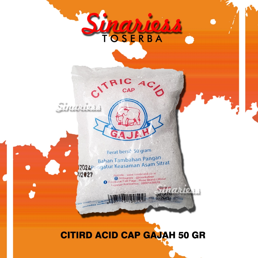 

Citric Acid ap Gajah 50 gr | Citrun | Asam Sitrat | Asam Sitrun | Sitrun