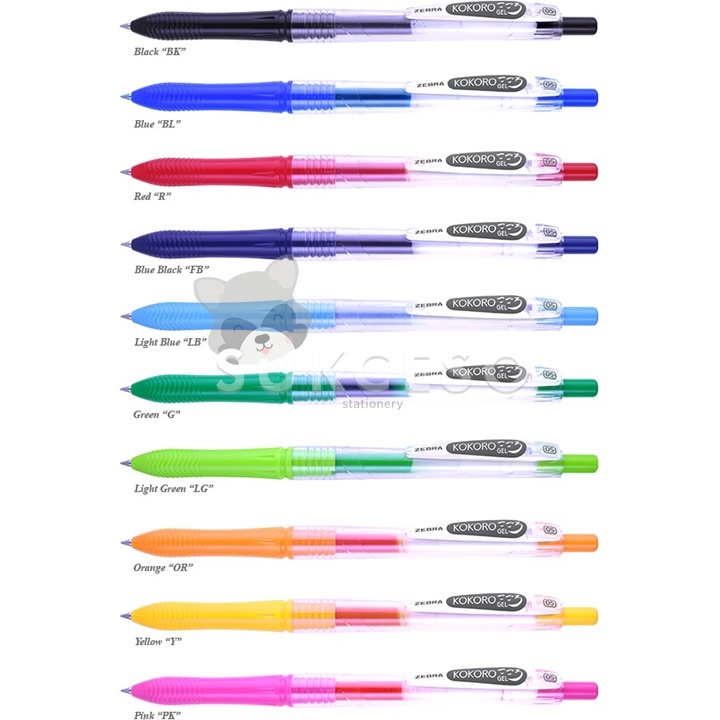 Pulpen Gel Kokoro / Zebra Kokoro Color 0,5mm