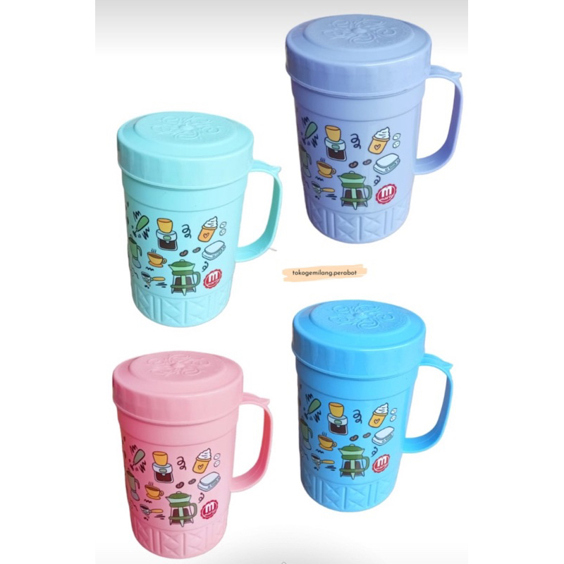 Gelas Mug Tutup Plastik Warna / Mug Plastik Besar / Mug Plastik Warna Besar