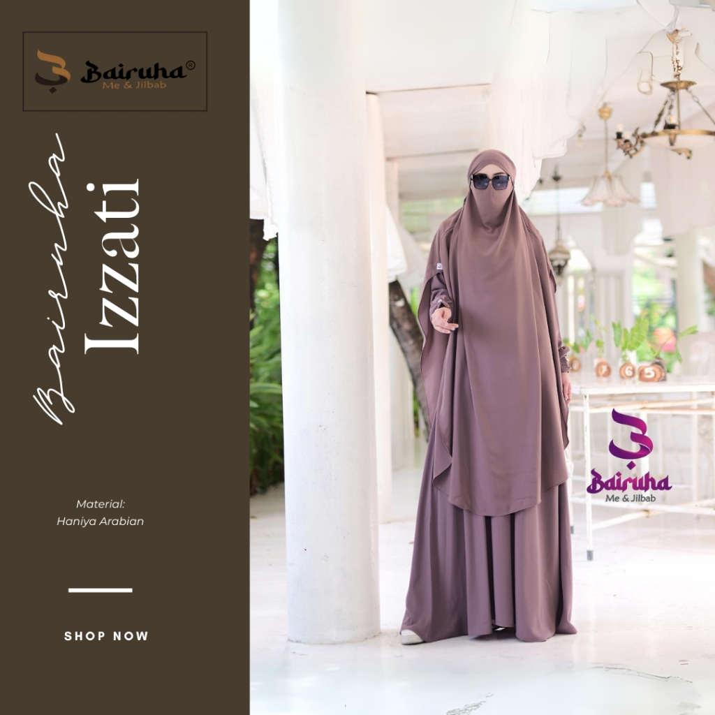 Bairuha Gamis Syari Set Premium Izzati French Khimar - Bahan Haniya Arabian Premium I gamis syari I 