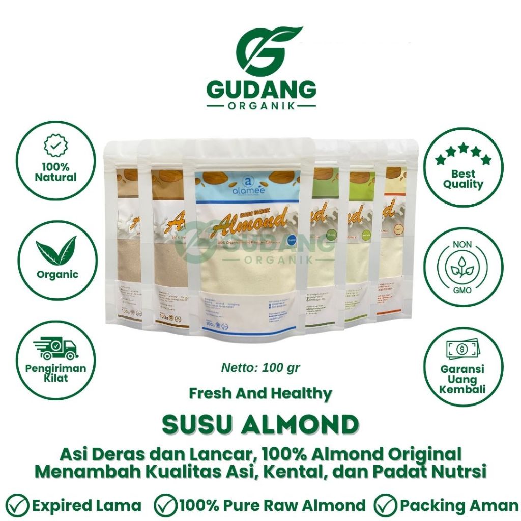 

Almond Milk Powder Susu Almond Bubuk Pelancar Asi Booster Ibu Hamil 100gr