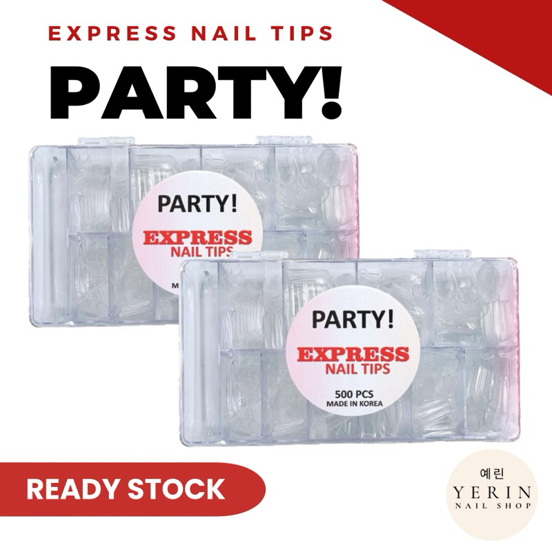 YERIN | PARTY! NAIL TIP EXPRESS PREMIUM | Sudah di Buff / dikasarkan | Soft Tip Gel | Soft Tip Gel E