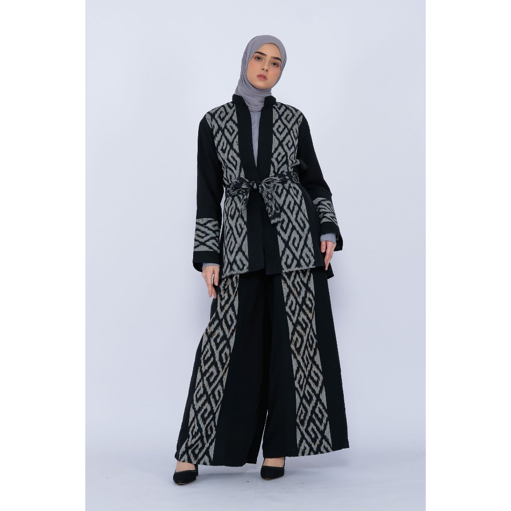 Naya Black Grey Tenun Set