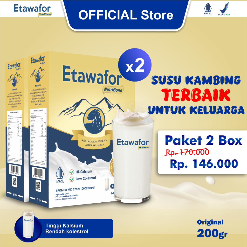 

SUSU ETAWAFOR - Susu Kambing Original membantu memelihara kesehatan Sendi & Tulang isi 2 box
