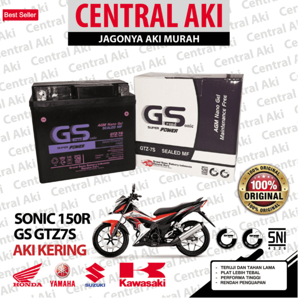 Aki Motor Honda Sonic 150R GTZ7S Aki Kering MF - Free Bubble Dus