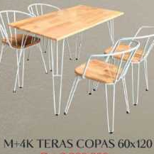 Meja Makan Kaki Besi + 4Kursi Copas
