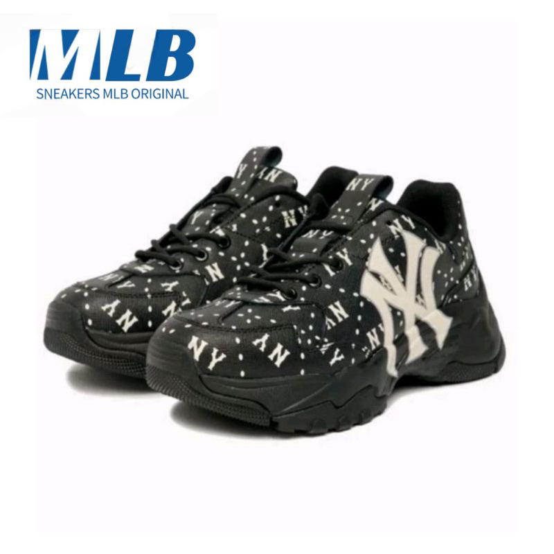 Sepatu MLB Bigball Chunky NY Yankees Saffiano Black / MLB Original