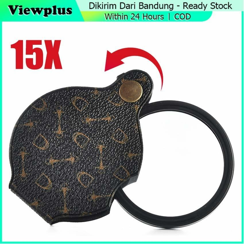 Kaca Pembesar Perhiasan Lipat Mini Portable 15X Lup Kaca Pembesar Lipat Perhiasan Batuan Geologi Mag