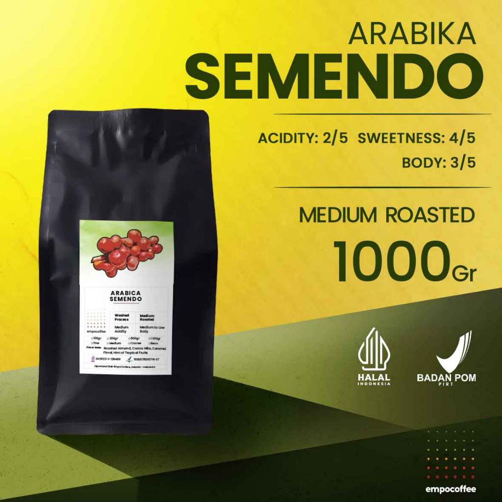 

Empo Coffee Biji Kopi Bubuk Arabika Semendo Sumatra Arabica Coffee Roasted Bean 1Kg