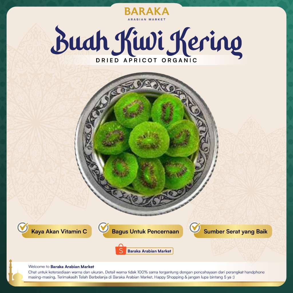 

Buah Kering Kiwi 250g Dry Fruit Asli Baraka Arabian Market Enak Organik Premium Quality