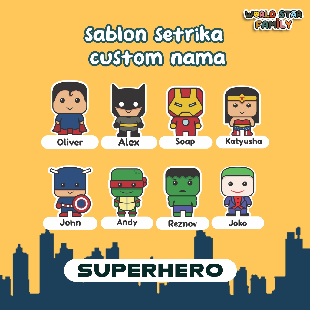 

WSF Sablon stiker Superhero Sablon setrika Stiker label nama stiker label nama dtf custom label nama anak FREE CUSTOM NAMA stiker DIY kaos STIKER LABEL BAJU MURAH label kaos