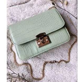 Tas Selempang Wanita Croco Tali Rantai / Tas Selempang Croco Bubu