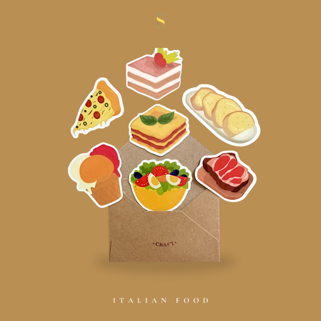 Stiker Aesthetic Journaling Italian Food Anti Air