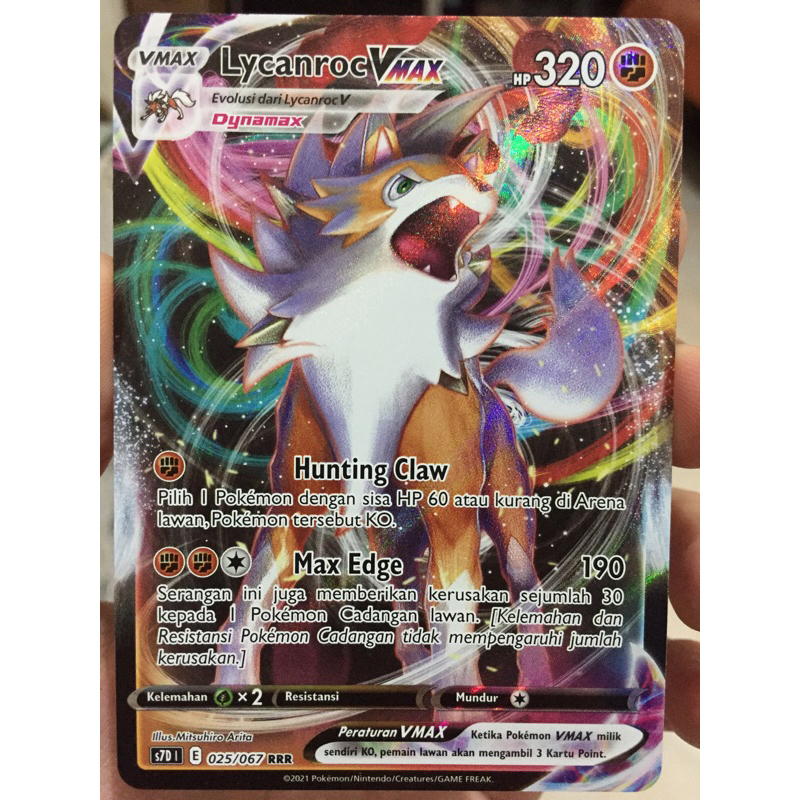 KARTU POKEMON LYCANROC VMAX RRR INDONESIA/JAPAN HOLO