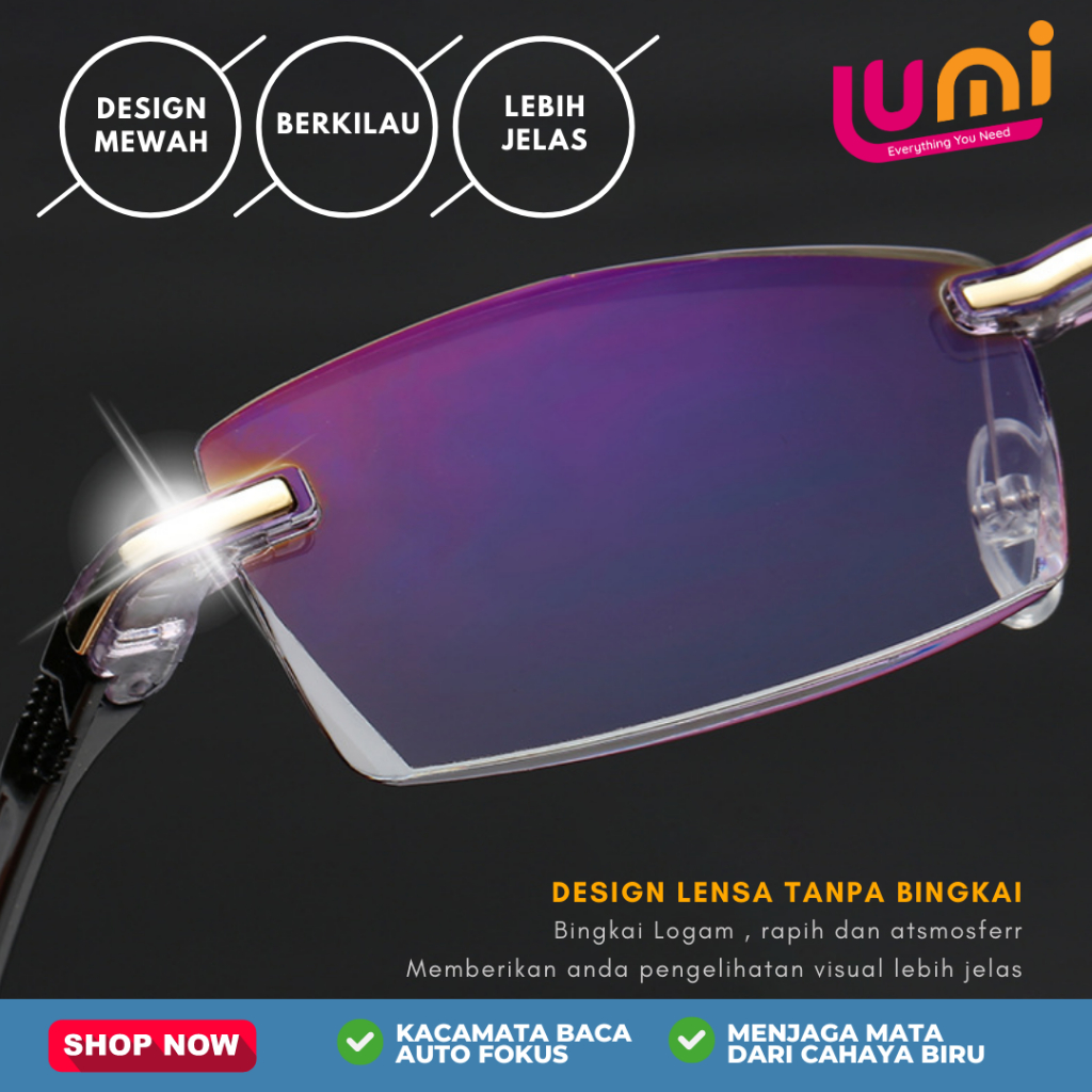 Kacamata Baca Plus Auto Focus Sinar Biru Blue Ray Untuk Pria Dan Wanita 100% Original