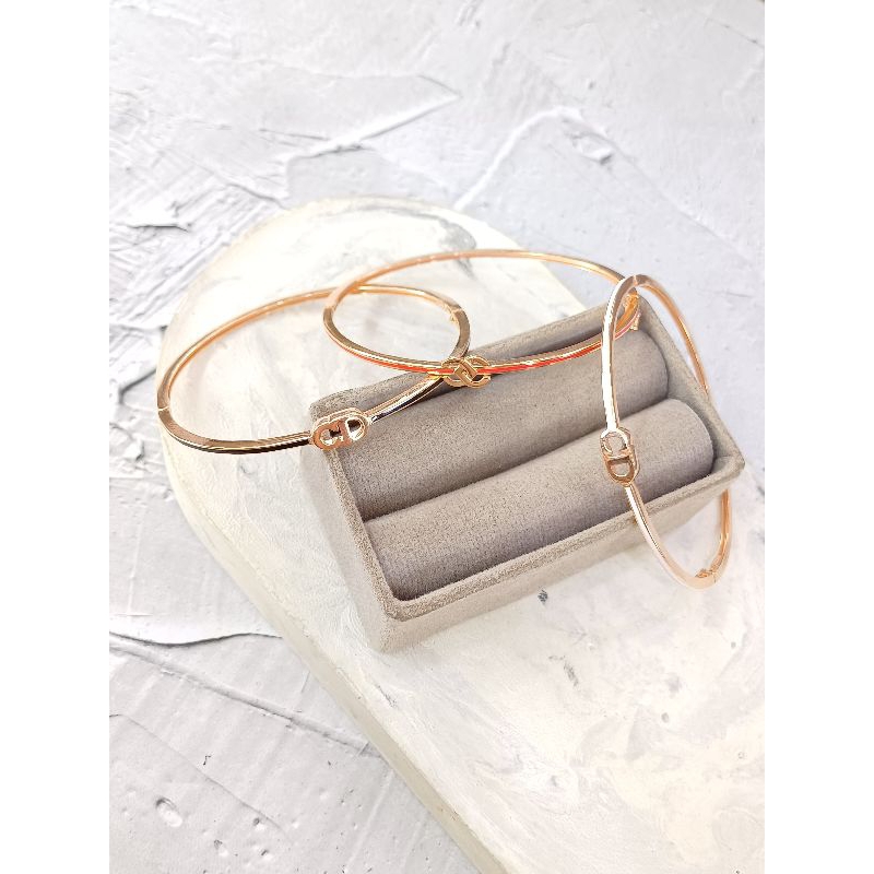 Bangle Gelang oval enamel warna CD, CC Emas Asli 8K