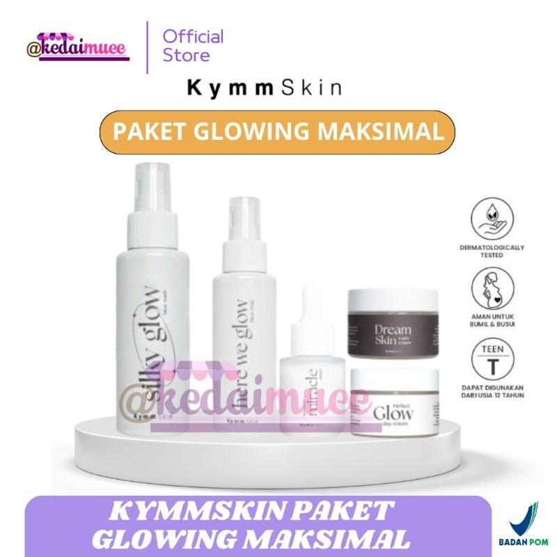 KYMM SKIN Paket Lengkap Glowing Series Free Pouch & Sunscreen Effortless| Paket Skincare Mengatasi F