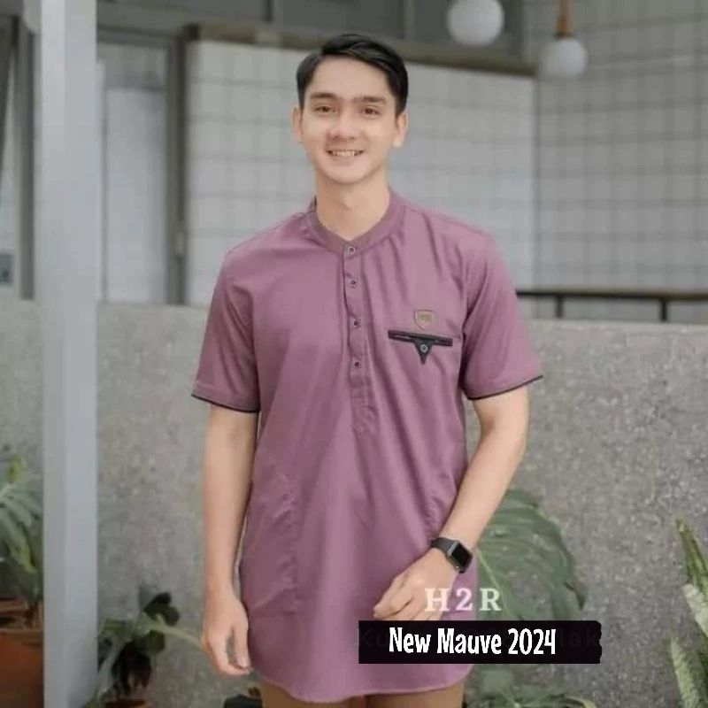 BAHRI - BAJU KOKO KURTA KEMEJA TERBARU KATUN TOYOBO JUMBO POLOS DASTI DUSTY UNGU MAUVE PLUM LAVENDER