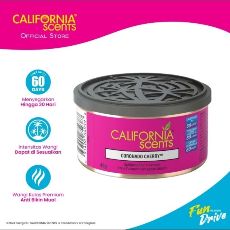California Scents Spillproof Coronado Cherry serbuk kayu parfum pengharum penyegar ac mobil ruangan 