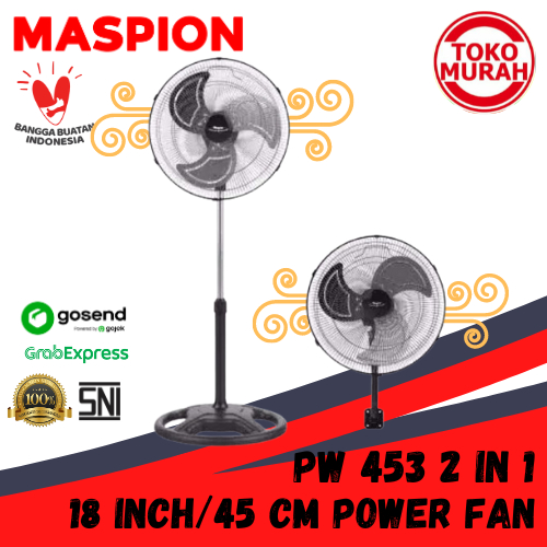 Kipas Angin Berdiri & Dinding 18 Inch/45 CM MASPION PW 453 2 IN 1 Stand & Wall Fan