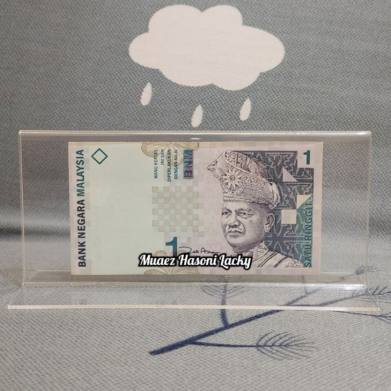Akrilik Tempat Uang Pajangan Hiasan Malaysia 1 One Ringgit Kertas