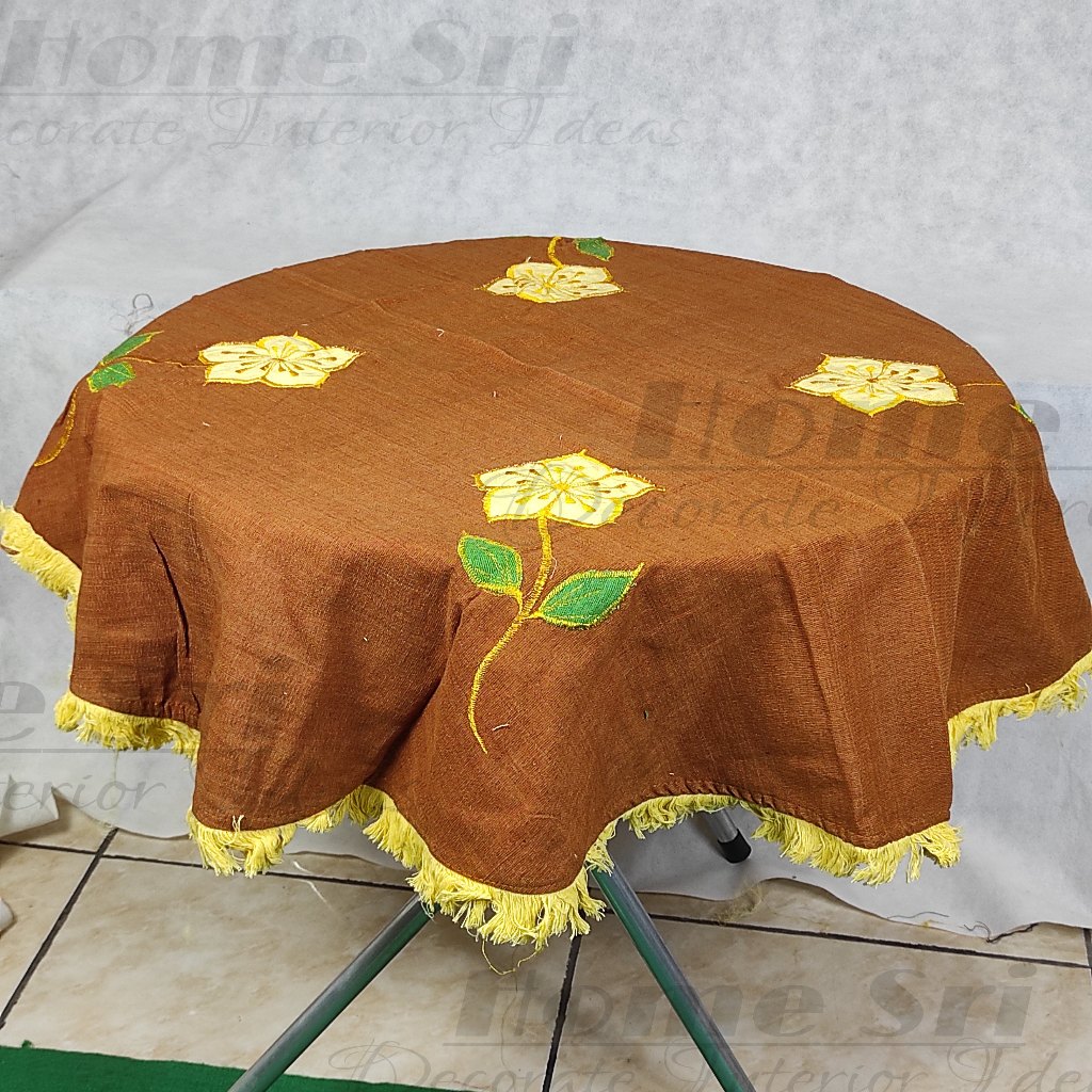 Taplak Meja Tamu Coffe Lesehan Oshin Kain Tenun Bordir Bunga 1x1M