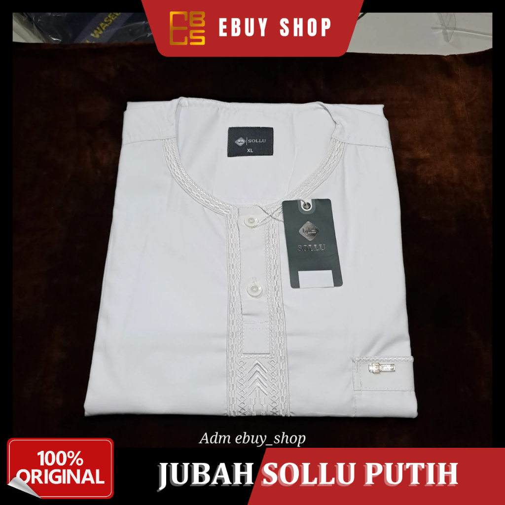 JUBAH OBLONG SOLLU PUTIH / Gamis Putih Lengan Panjang / Gamis Oblong /Jubah Sollu Lengan Pendek / Ju