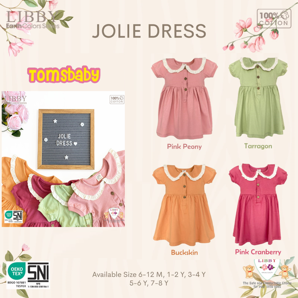 [TOMS] LIBBY (1pcs) Earth JOLIE DRESS / Baju Terusan Gaun Bayi Anak Perempuan Terbaru