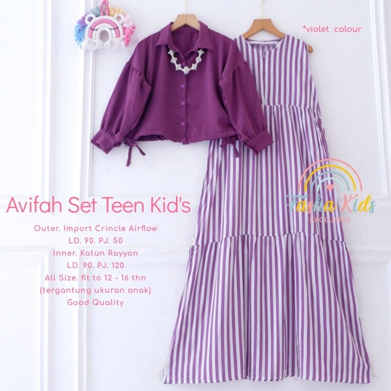 Setelan Inner Outer Remaja | Set Gamis Remaja | Avifah Tifani Set Kids by Fasha