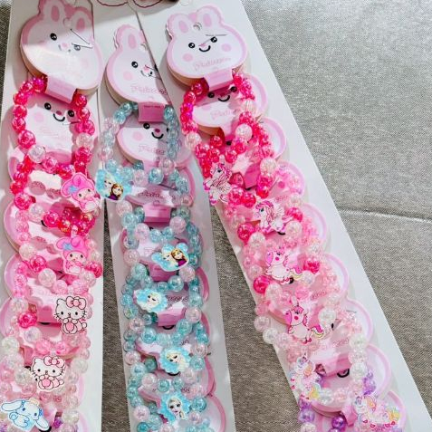 Gelang karet ANAK Sanrio Kuromi Melody Cinnamoroll Kartun Lucu Korea Gaya&Gelang Krystal Manik-manik