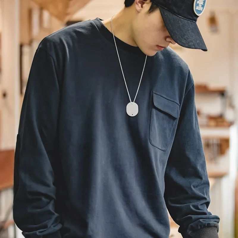 Kaos oversize Panjang Pria / Kaos Pocket Long Sleeve / Kaos Polos