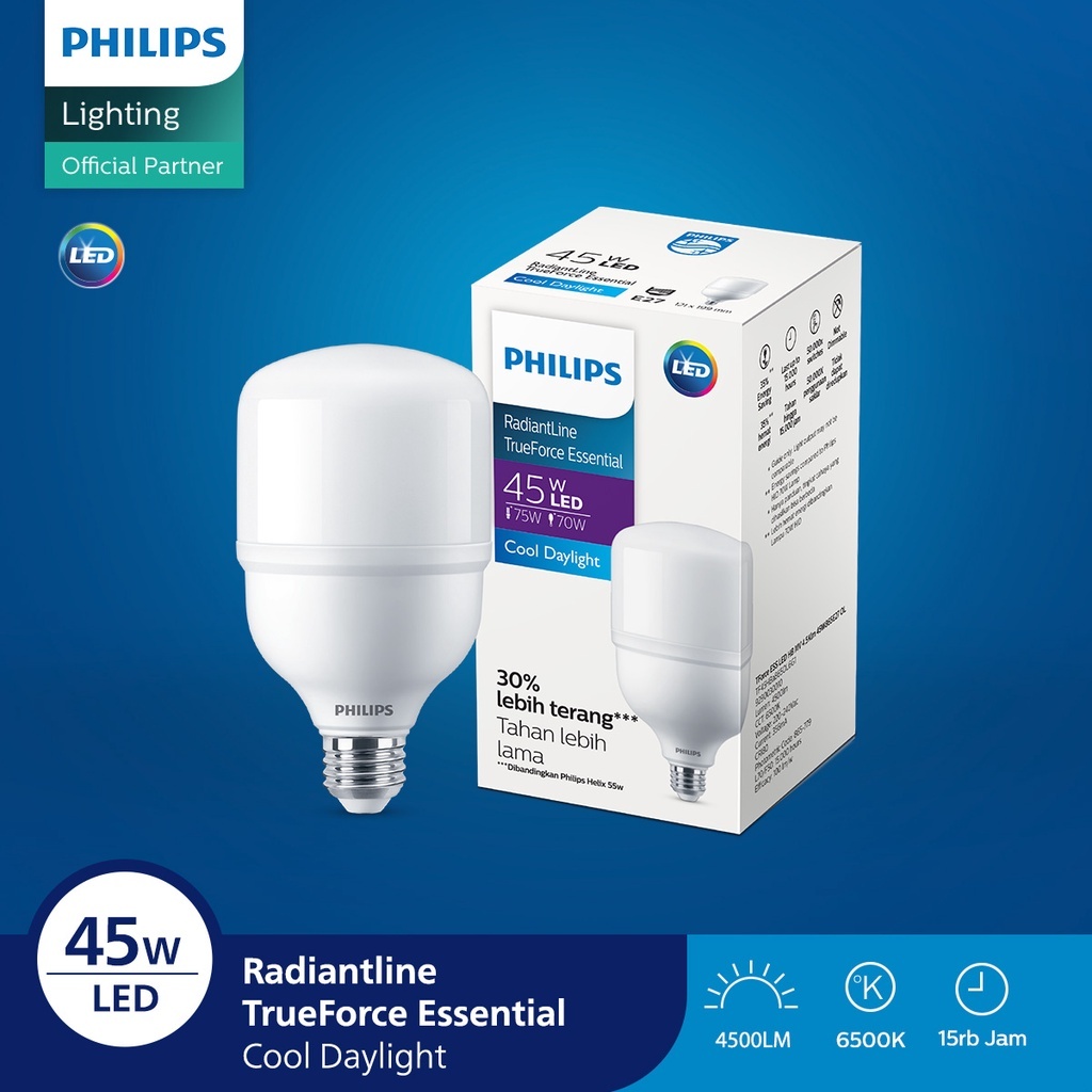 Lampu Philips 45W Putih / Philips Lampu Bohlam Radiantline TrueForce Essential