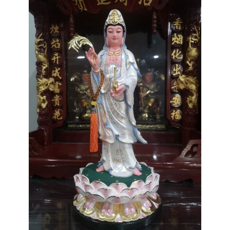 patung dewi Kwan Im 16" bahan Kayu