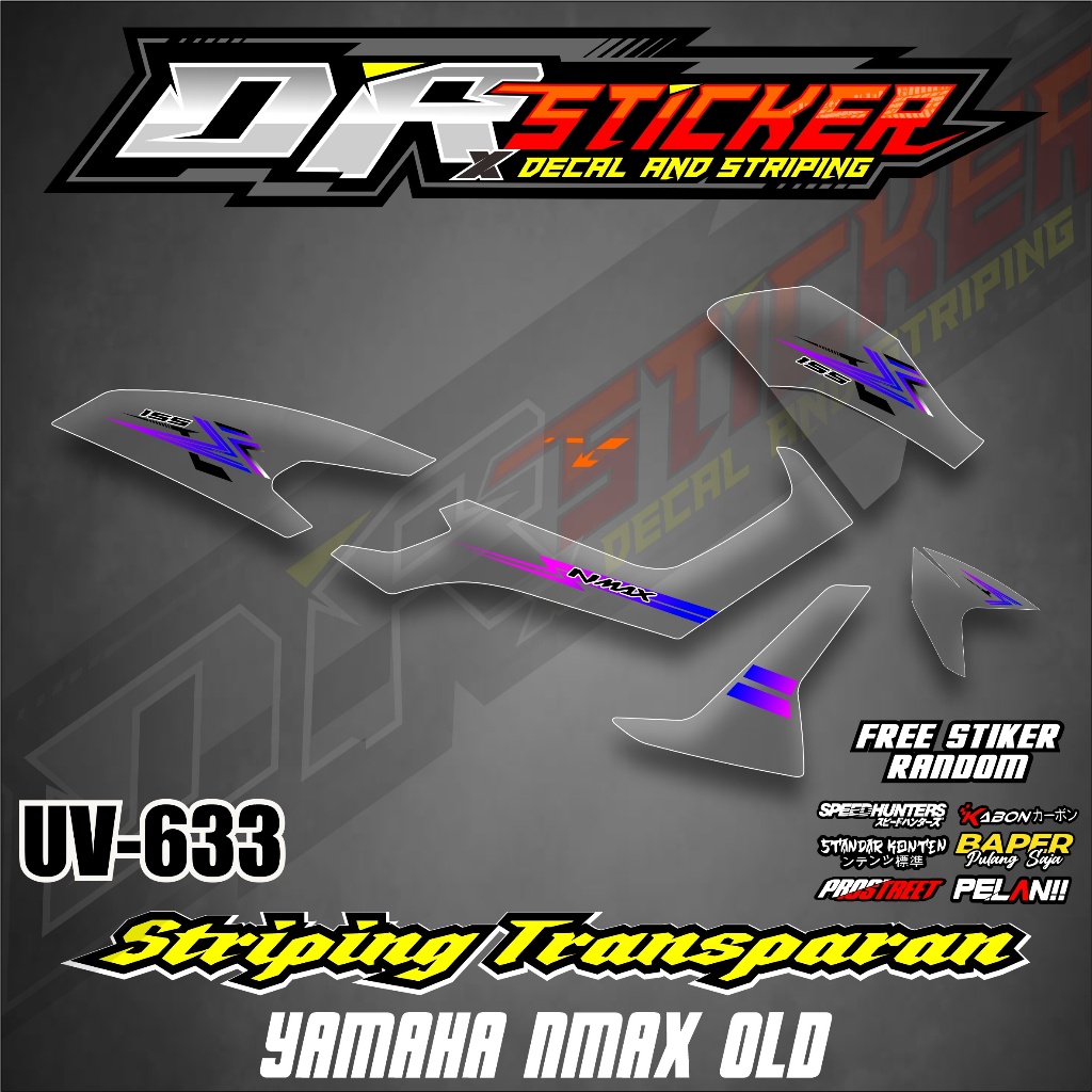 Striping Stiker Nmax Old Transparan UV - Sticker Aksesoris Motor Yamaha Nmax Old Rainbow