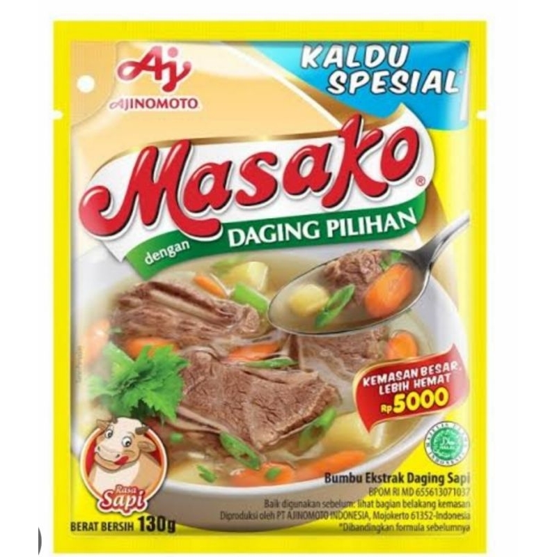 

Masako bumbu kaldu sapi penyedap masakan 130 gr