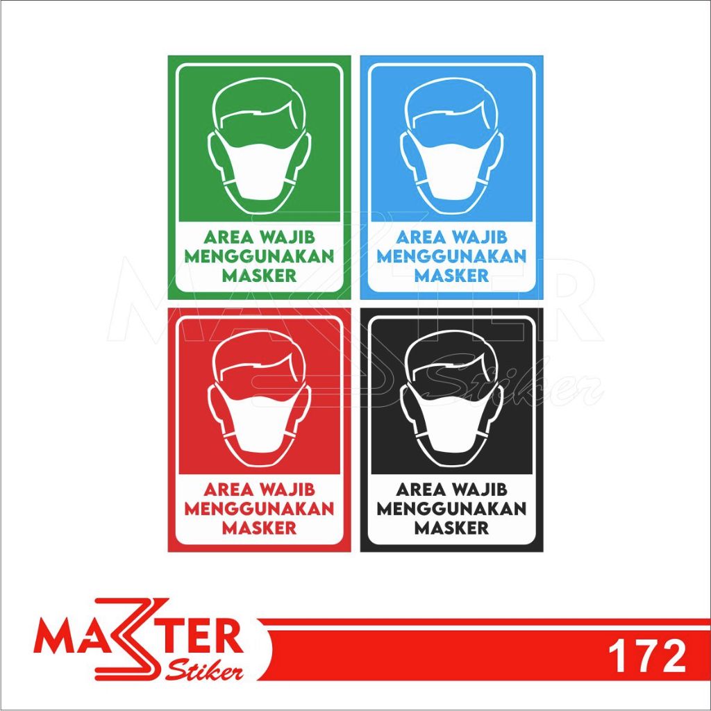 

172 - Stiker Area Wajib Menggunakan Masker, Sticker Vinyl, Tahan Air, Termurah, dan Bisa Custom