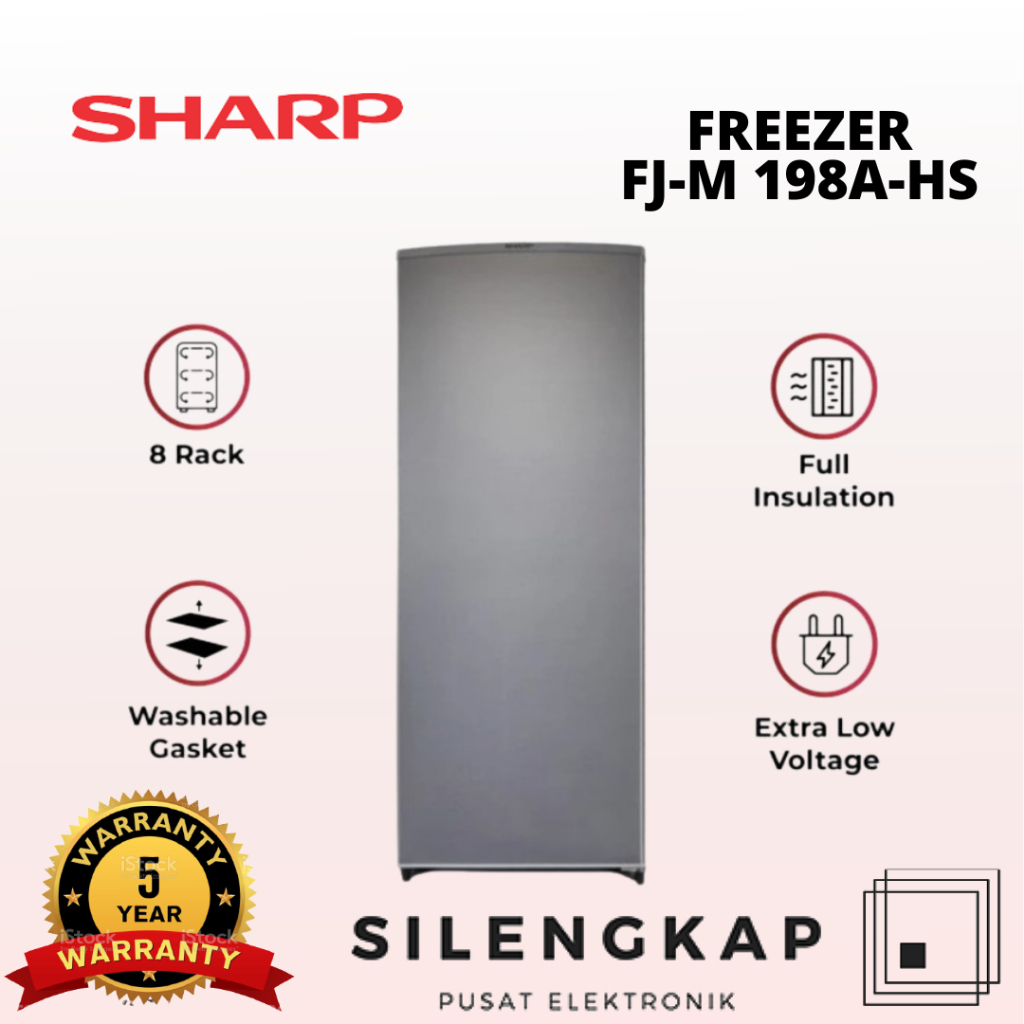 Sharp Freezer Es Batu 8 Rak FJM 195 / FJ-M195N-SS / FJM195 / FJM 198