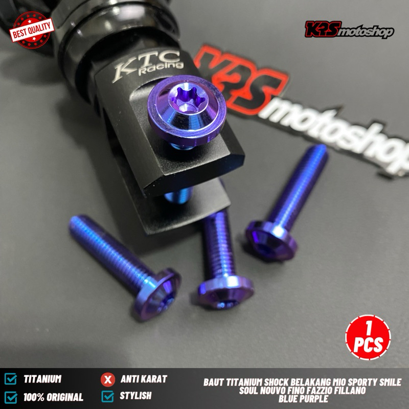 BAUT TITANIUM SHOCK BELAKANG MIO SPORTY SMILE SOUL NOUVO FINO FAZZIO FILLANO  BLUE PURPLE SOCK SOK H