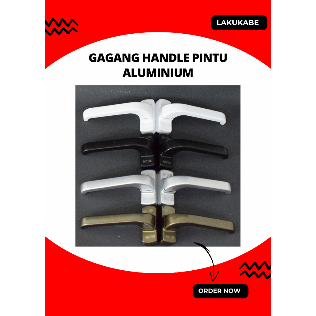 Set Handle Pintu Aluminium Weldom Gagang Pintu Minimalis untuk Pintu Rumah Aluminium 1 Set