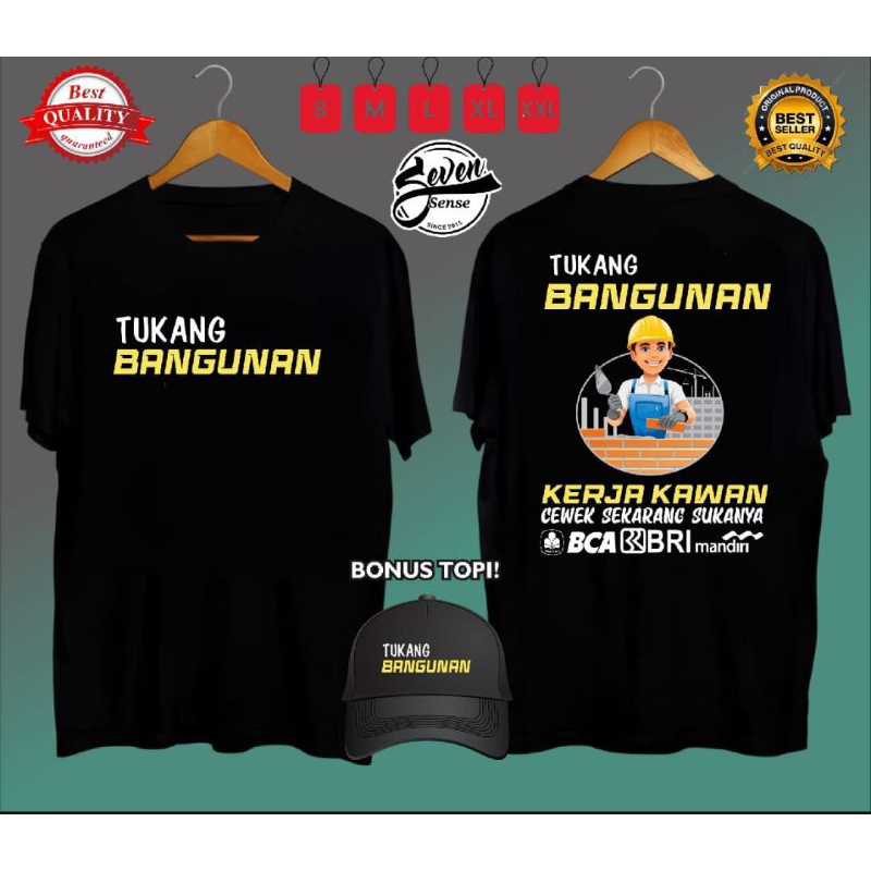 KAOS TUKANG BANGUNAN BONUS TOPI