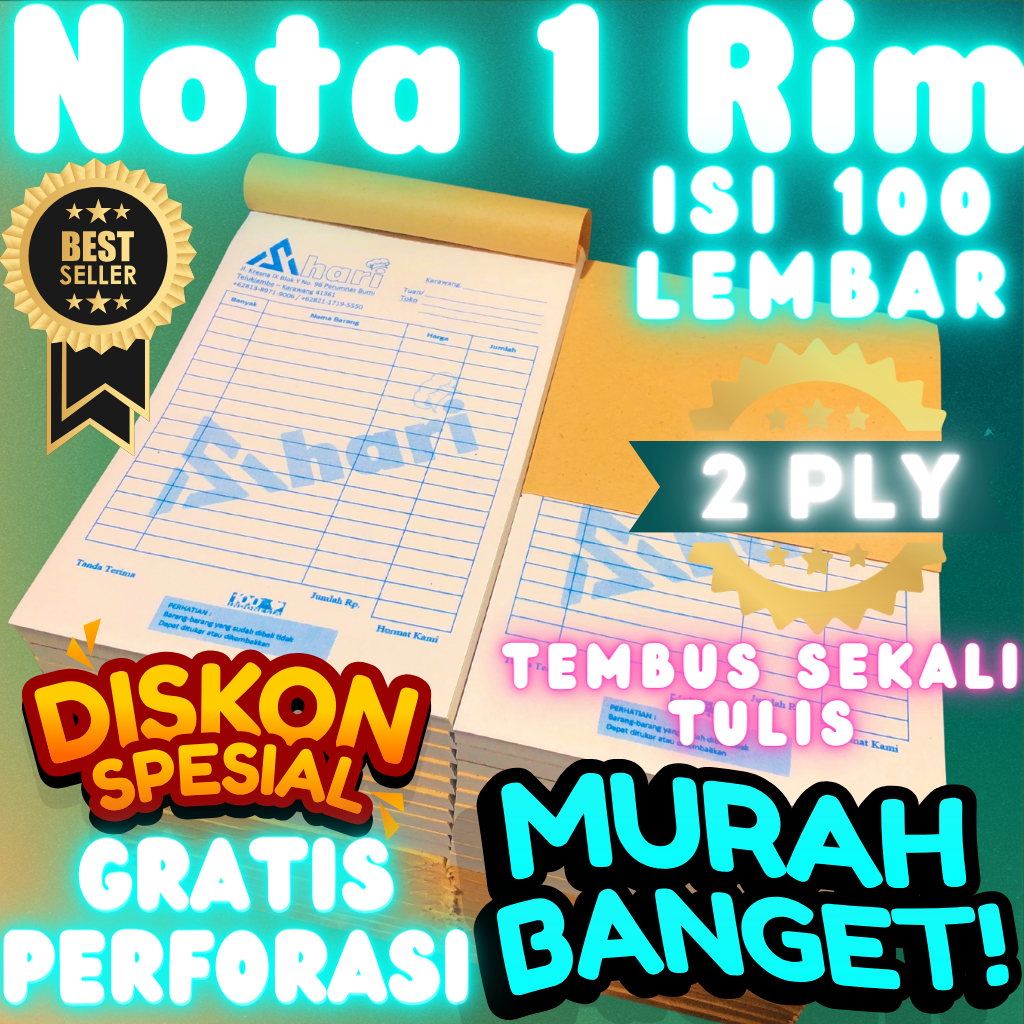 

Nota Custom 1 Rim 2 Ply Termurah Isi 100 Lembar Tiap Buku Gratis Desaign