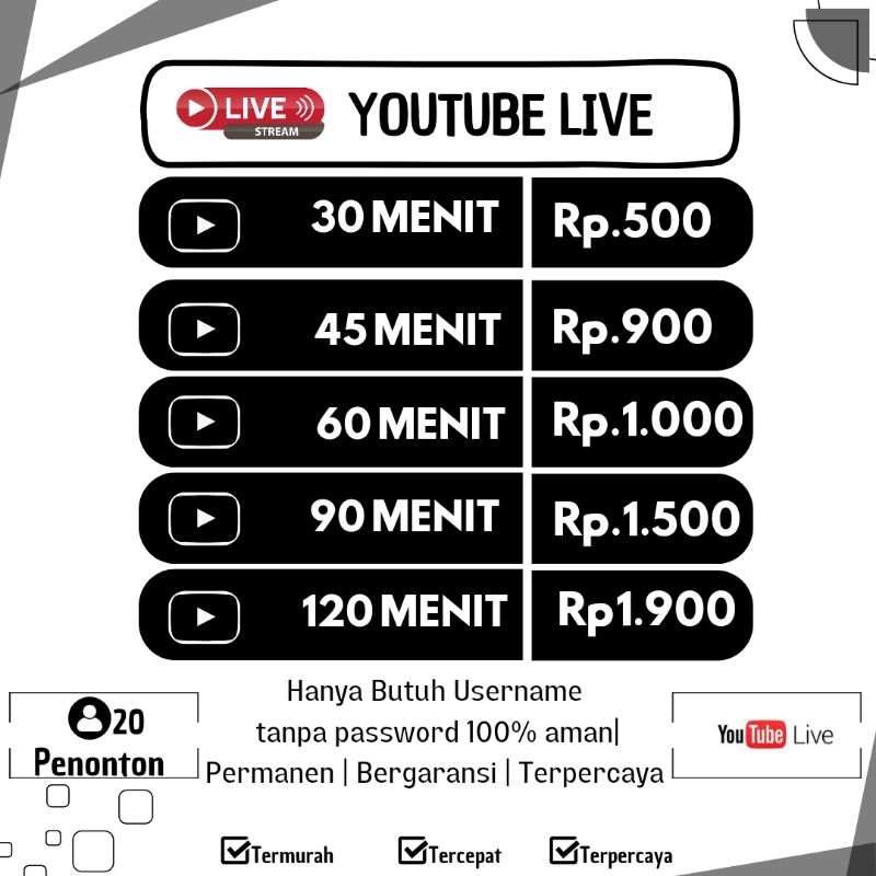 JASA PENONTON YOUTUBE LIVE TERMURAH