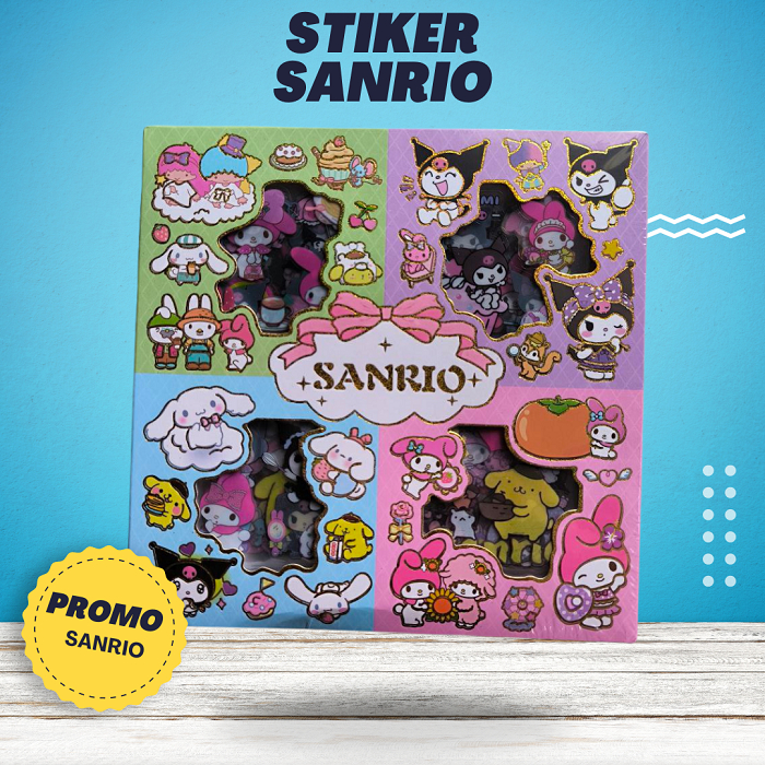 

SANRIO Sticker Rainbow KUROMI CINNAMOROLL MELODY Isi 100 Pcs PVC Waterproof Anti Air Stiker Karakter