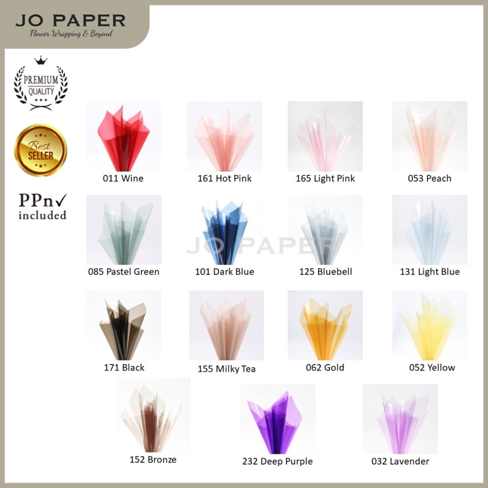 

[5 LEMBAR] Flower Wrapping Paper Color OPP Tipis Transparan Warna Kertas Buket Bunga Cellophane