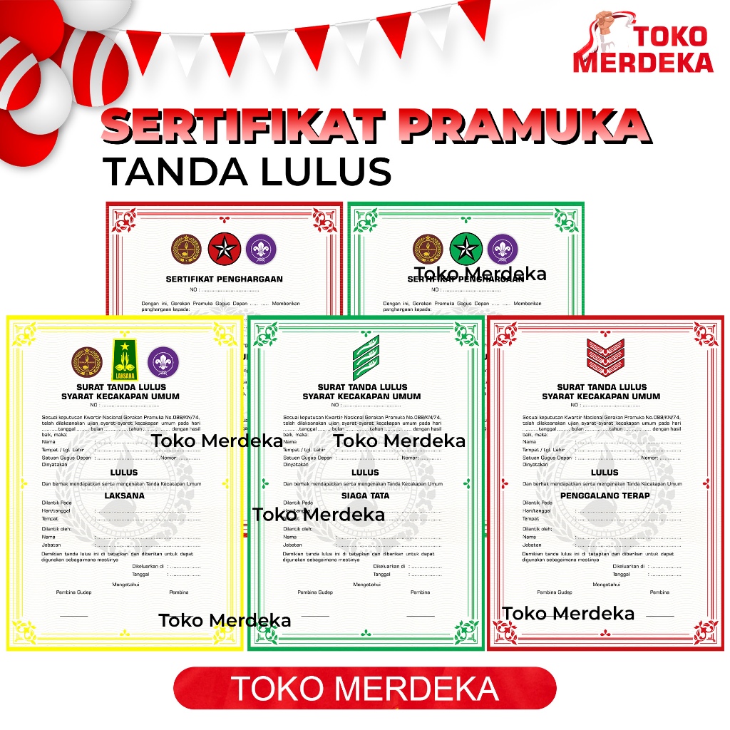 

Sertifikat Pramuka / Serifikat Pramuka Siaga / Sertifikat Pramuka Penggalang / Sertifikat Bantara Laksana