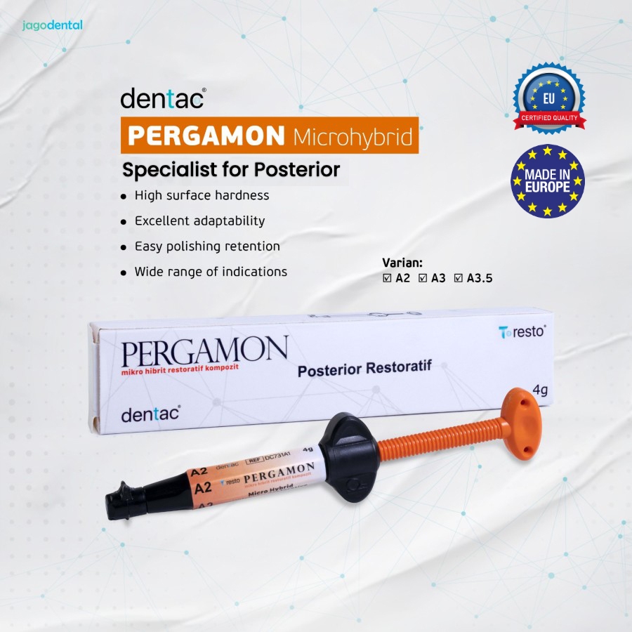 DENTAL COMPOSIT / COMPOSITE MICRO HYBRIDE POSTERIOR KOMPOSIT LIGHT CURE DENTAC PERGAMON / BAHAN TAMB