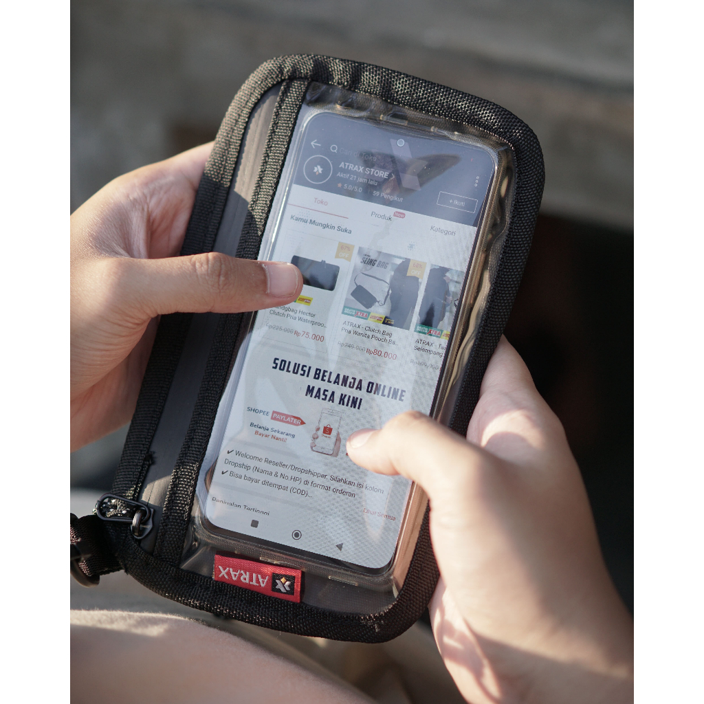 ATRAX - Tas HP Sling Pouch Oris Hanging Wallet Tas Gantung Leher Waterproof Anti Air Dompet Kalung L