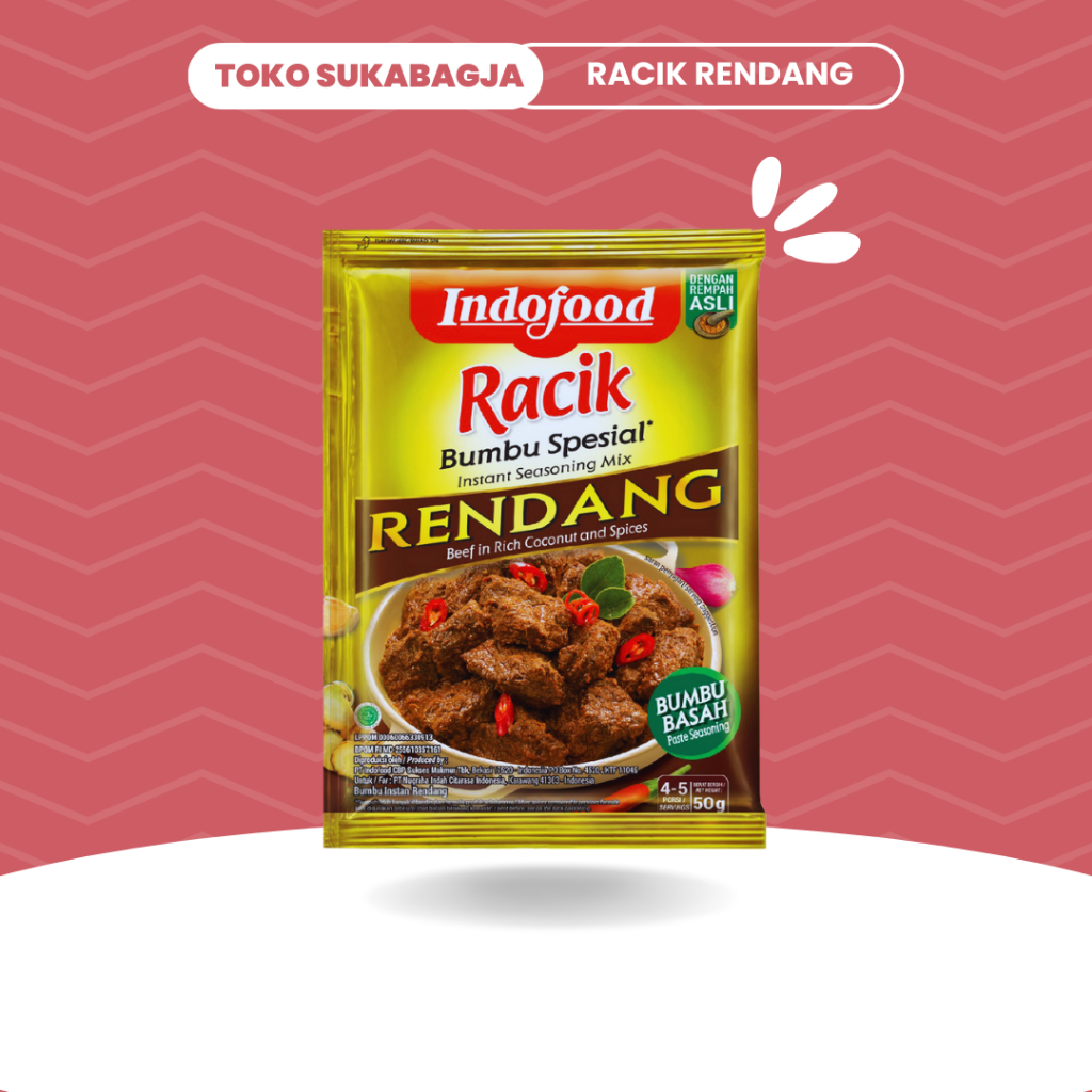 

Indofood Racik Rendang Bumbu Masak Instan Spesial Rendang 50gr Kemasan Sachet